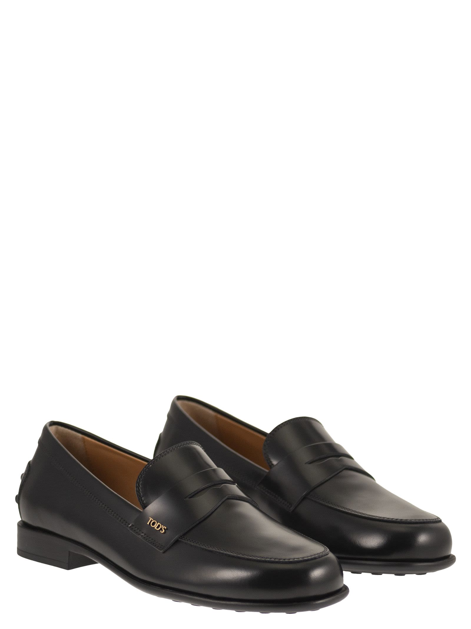 Tod's Women Calfskin Leather Loafers With Logo Detail TOD'S
