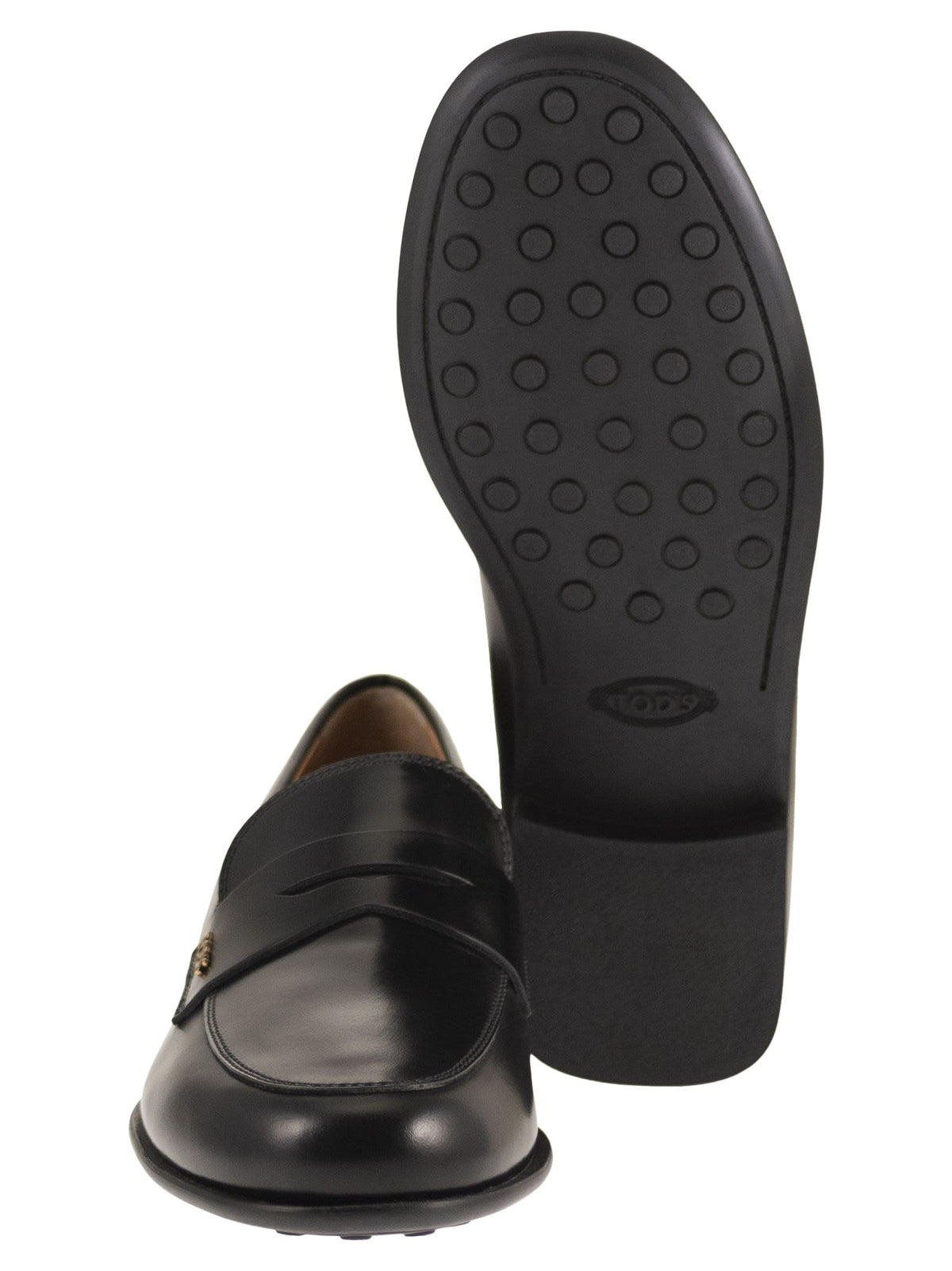 Tod's Women Calfskin Leather Loafers With Logo Detail TOD'S