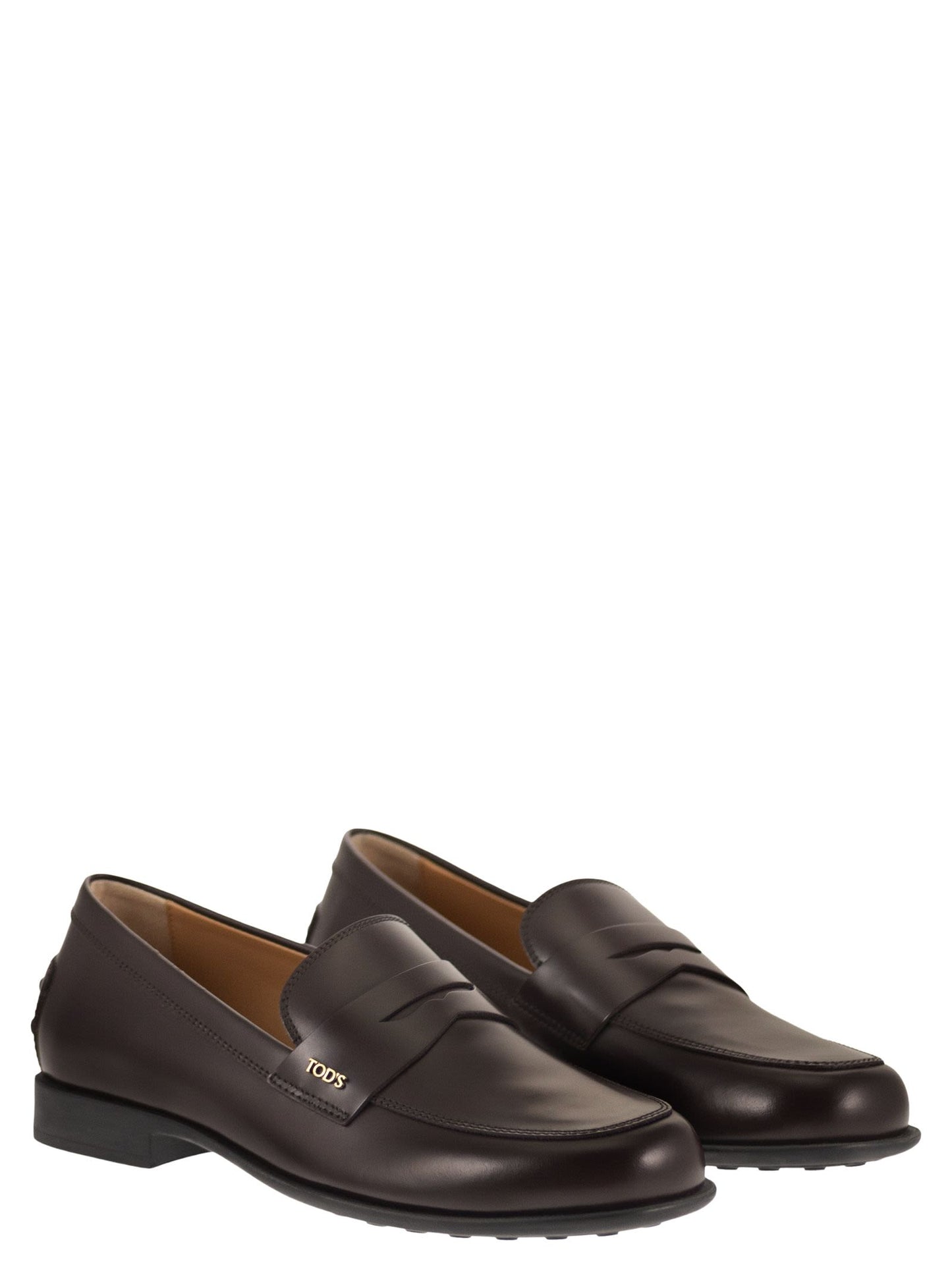 Tod's Women Calfskin Leather Loafers With Logo Detail TOD'S