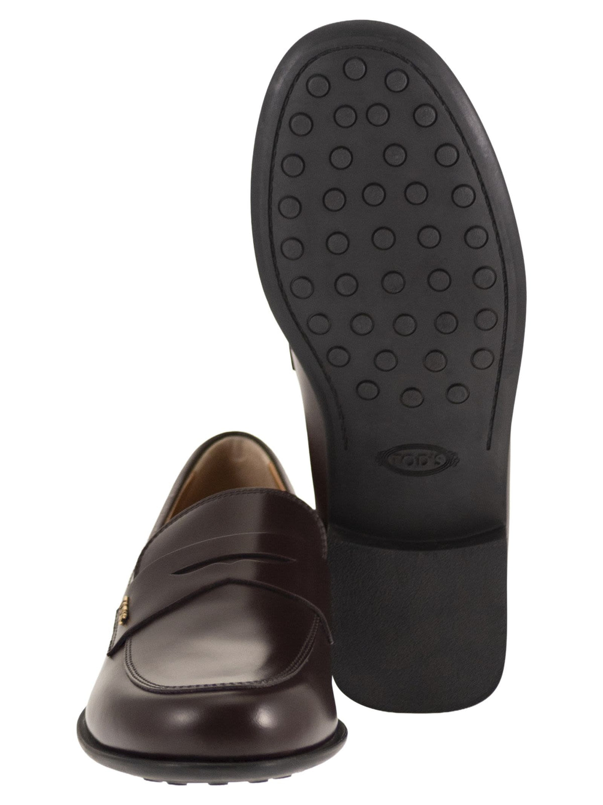 Tod's Women Calfskin Leather Loafers With Logo Detail TOD'S