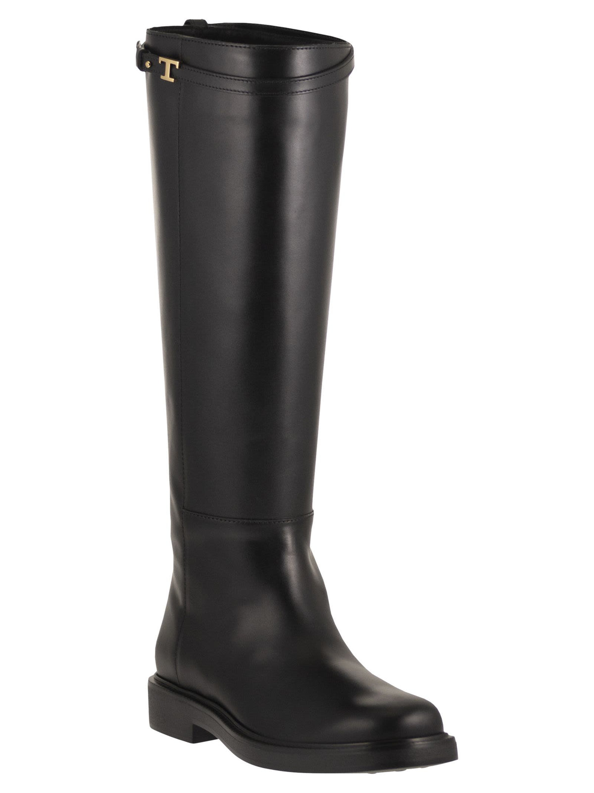 Tod's Women Calfskin Leather Knee-High Boots With T Detail TOD'S