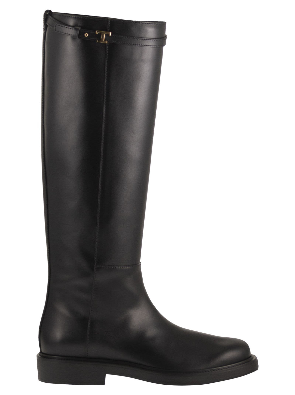 Tod's Women Calfskin Leather Knee-High Boots With T Detail TOD'S