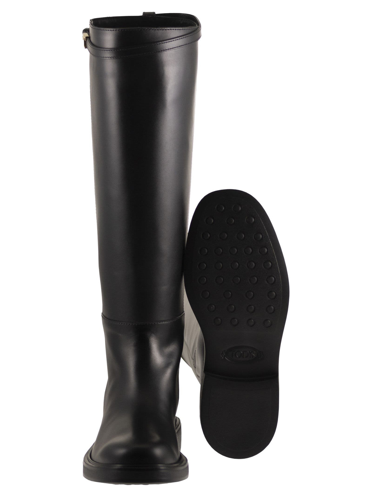 Tod's Women Calfskin Leather Knee-High Boots With T Detail TOD'S