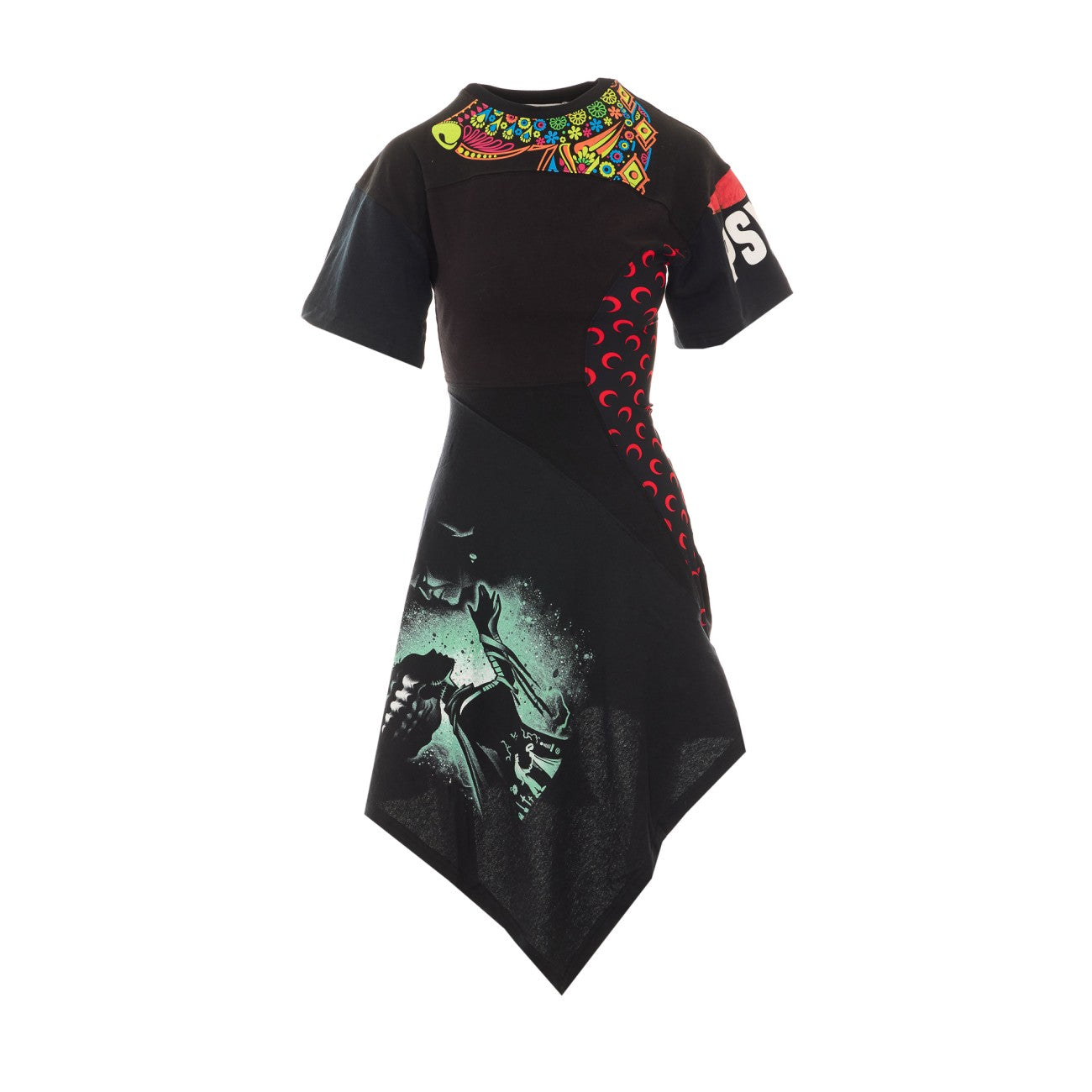 Marine Serre Women Asymmetrical Knee Lenghth Dress With Psycho And Moon Print MARINE SERRE