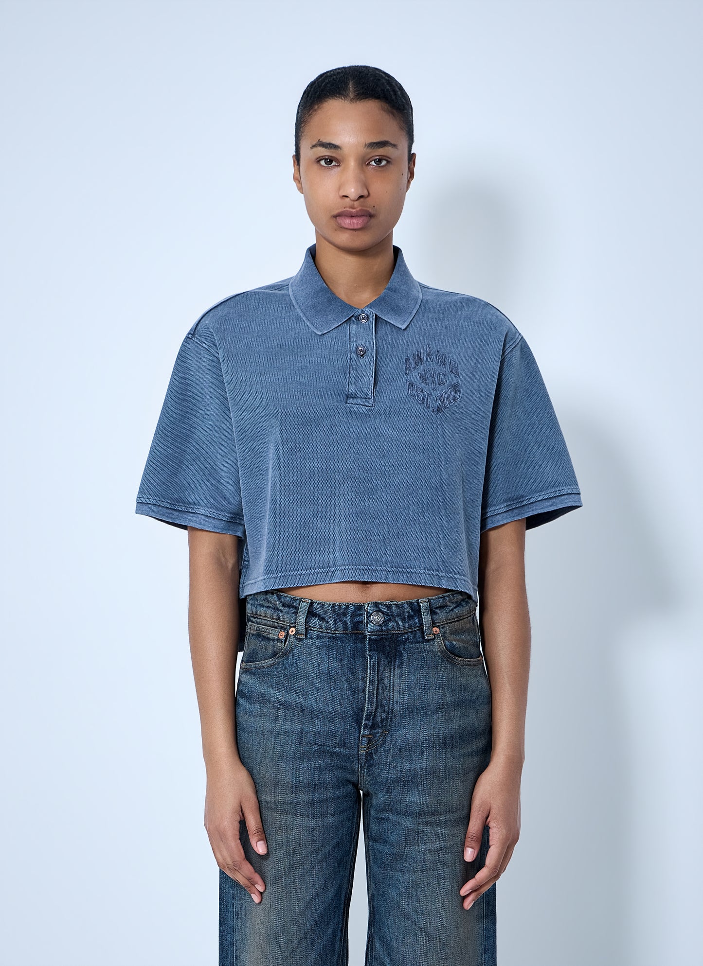 Alexander Wang Women Cropped Piqué Polo T-Shirt ALEXANDER WANG