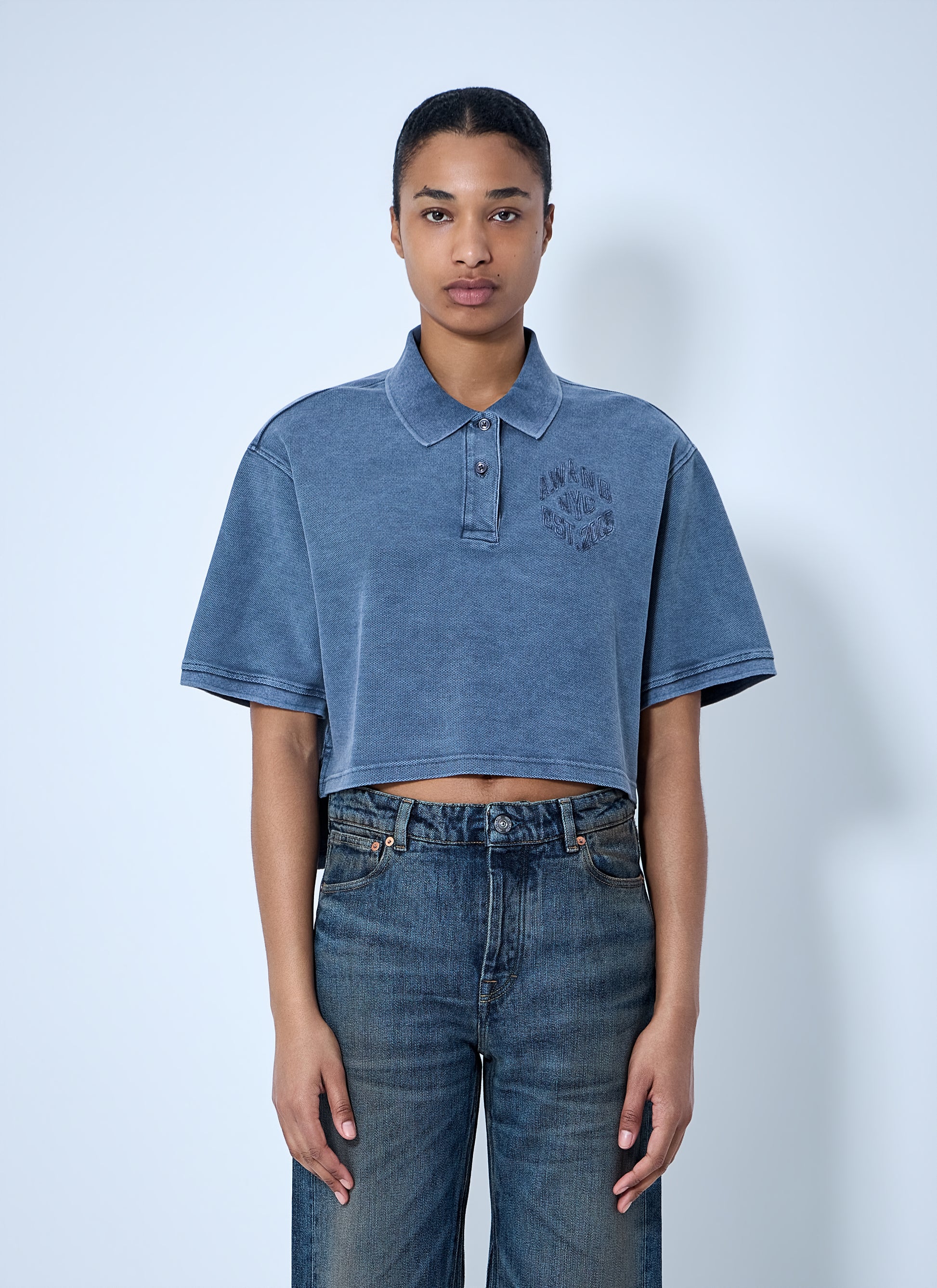 Alexander Wang Women Cropped Piqué Polo T-Shirt ALEXANDER WANG