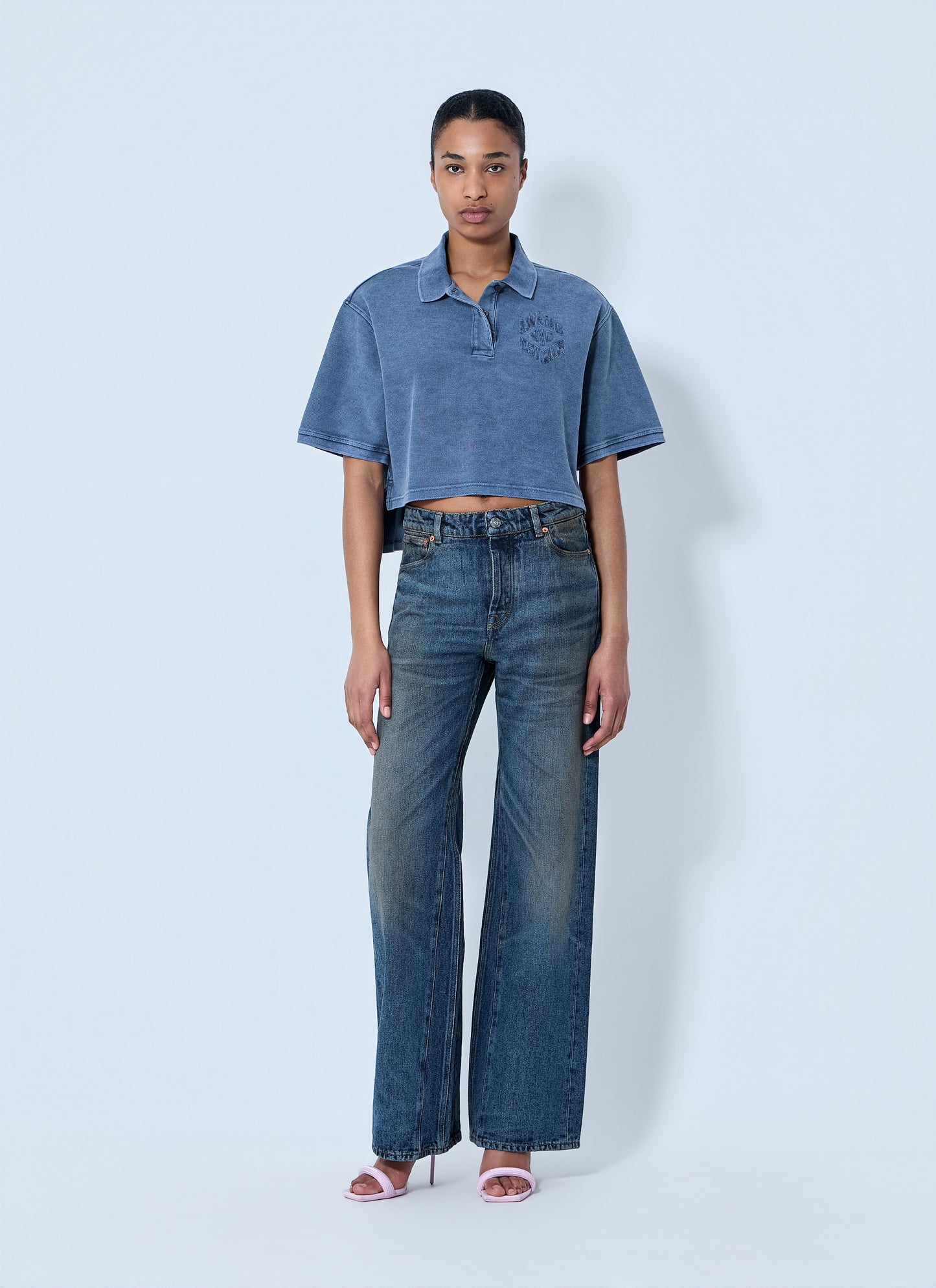 Alexander Wang Women Cropped Piqué Polo T-Shirt ALEXANDER WANG