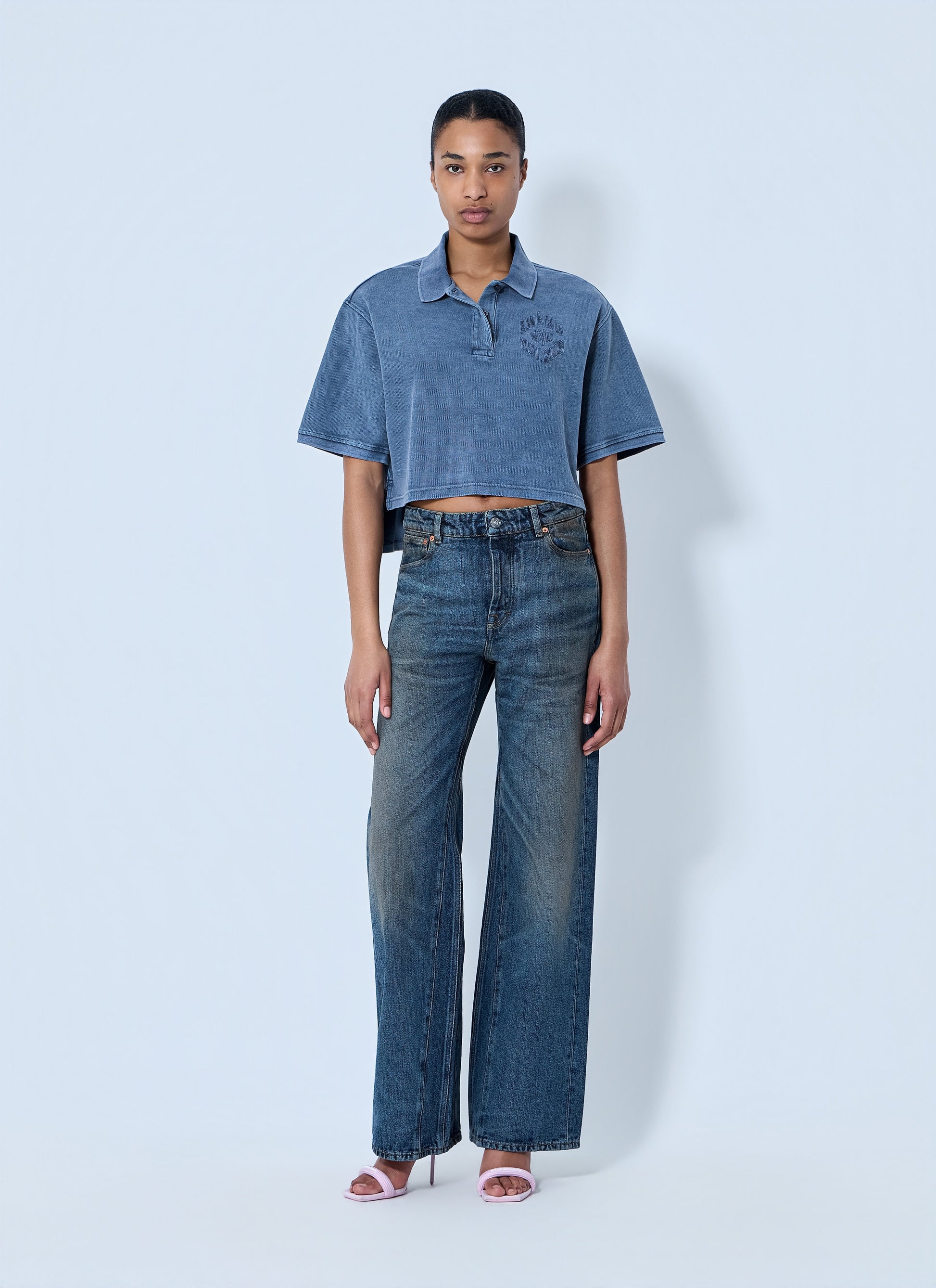 Alexander Wang Women Cropped Piqué Polo T-Shirt ALEXANDER WANG