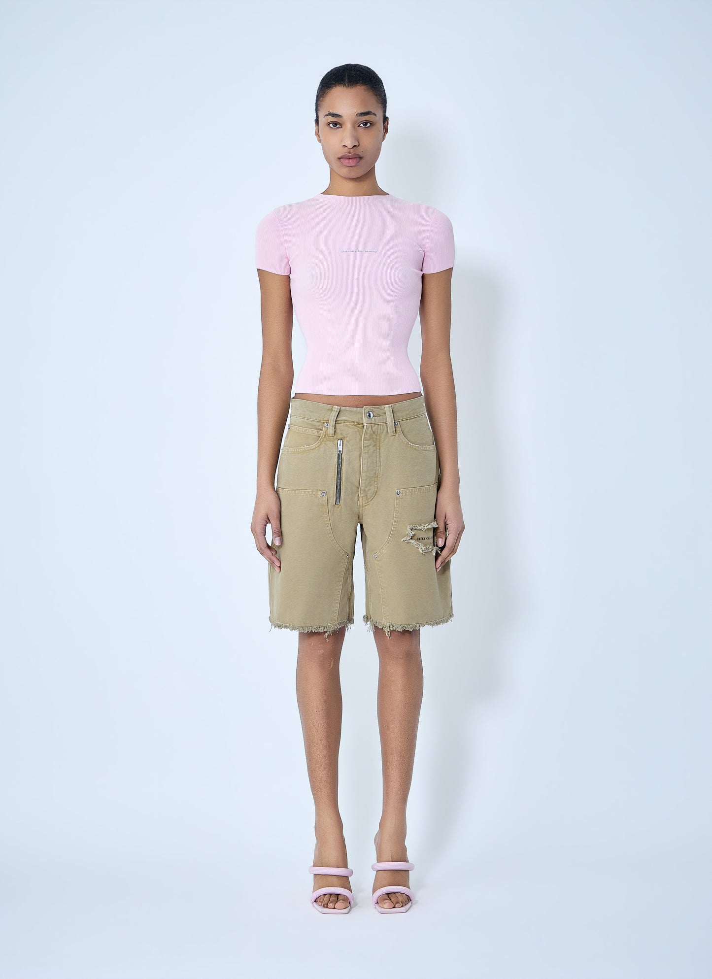 Alexander Wang Women Frayed Hem Denim Shorts ALEXANDER WANG
