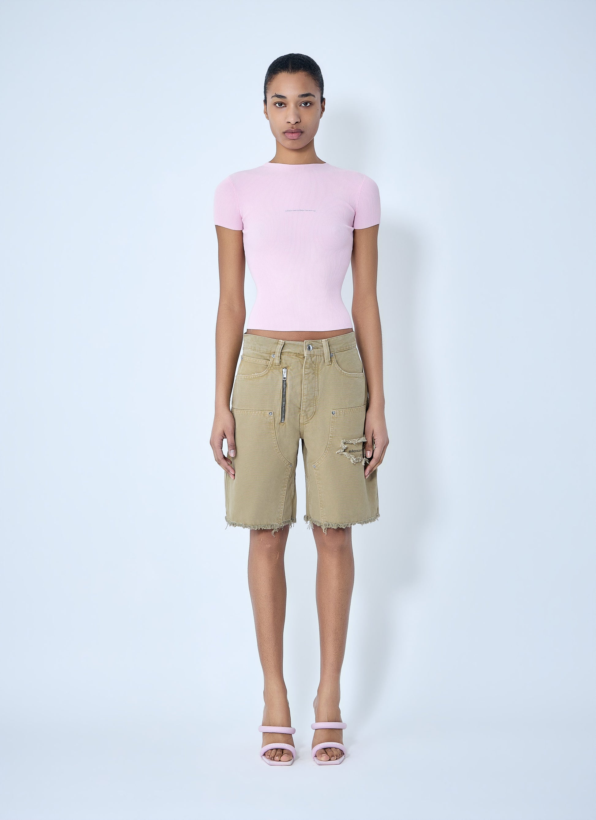 Alexander Wang Women Frayed Hem Denim Shorts ALEXANDER WANG