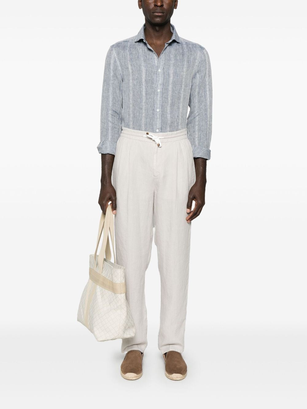 Brunello Cucinelli Men Garment-Dyed Pants With Drawstring And Double Pleats BRUNELLO CUCINELLI