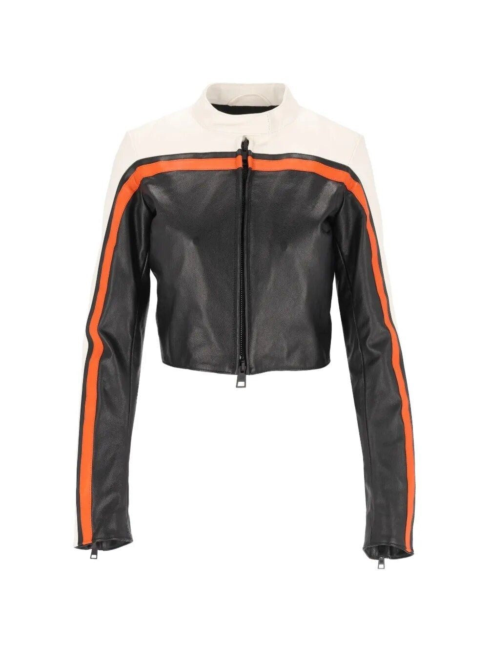 Balenciaga Women Fitted Leather Biker Jacket BALENCIAGA