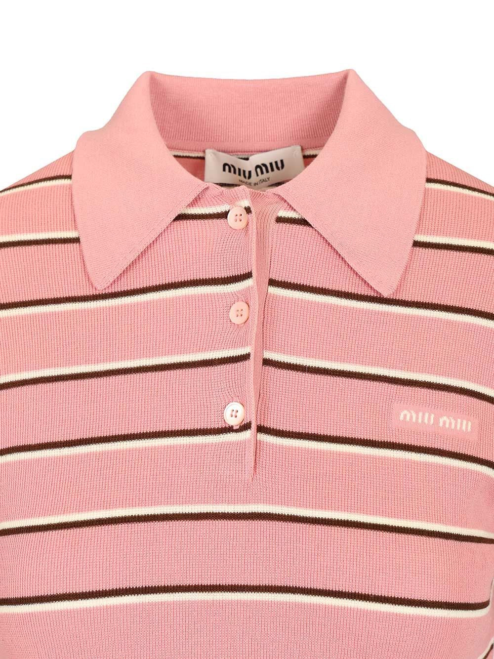 Miu Miu Women Striped Polo Shirt MIU MIU