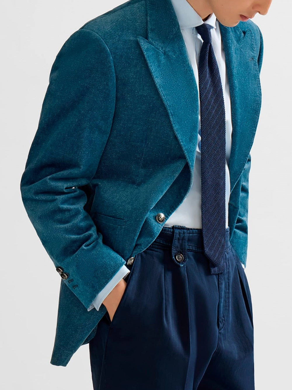 Brunello Cucinelli Men Denim-Effect Tailor Blazer BRUNELLO CUCINELLI