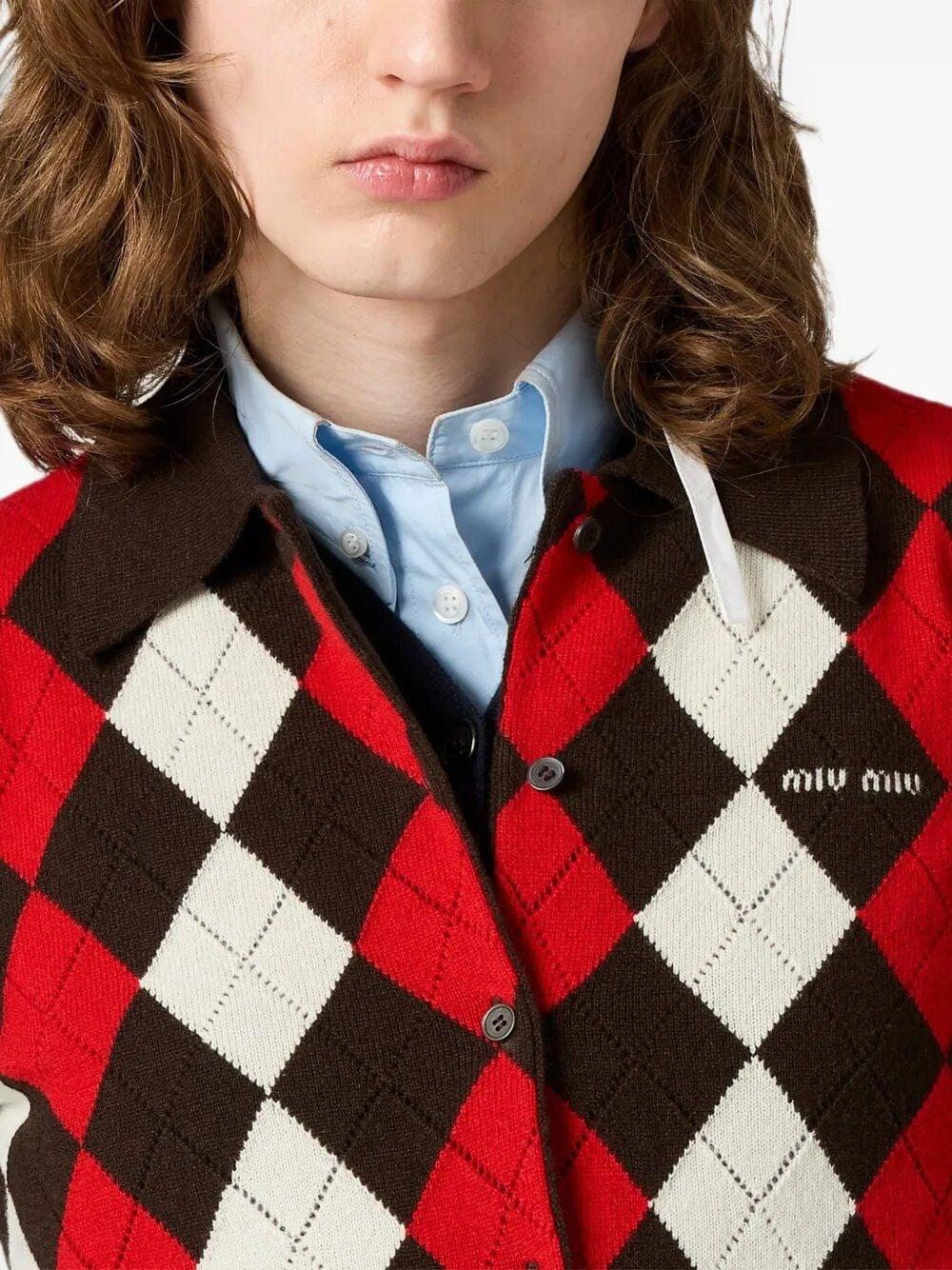 Miu Miu Women Argyle Cardigan MIU MIU