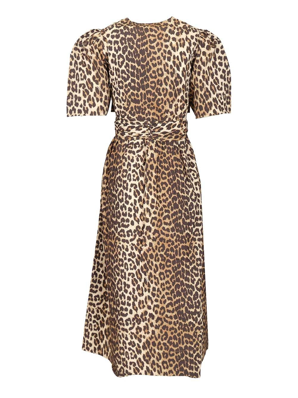 Ganni Women Leopard-Print Midi Dress GANNI