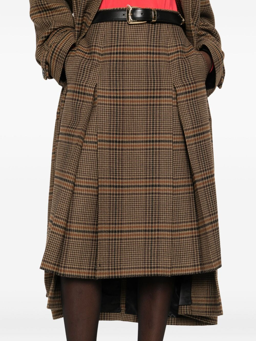 Saint Laurent Women Prince Of Wales Midi Skirt SAINT LAURENT