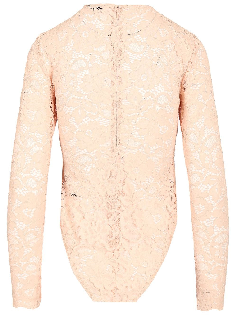 Self-Portrait Women Beige Bodysuit In Flesh-Colored Lace SELF-PORTRAIT