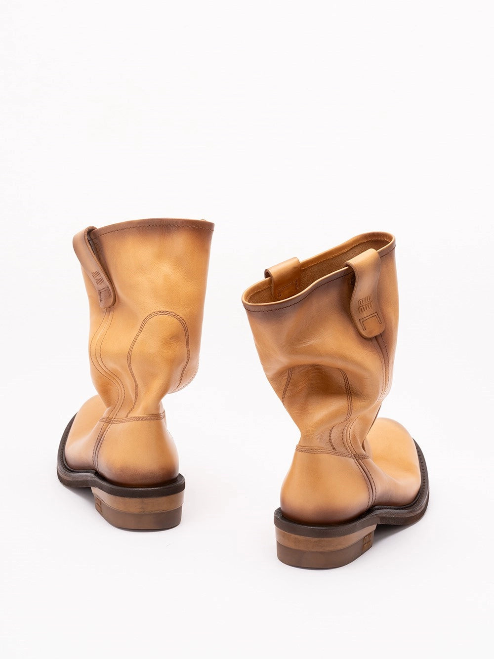 Miu Miu Women Foule Leather Booties MIU MIU