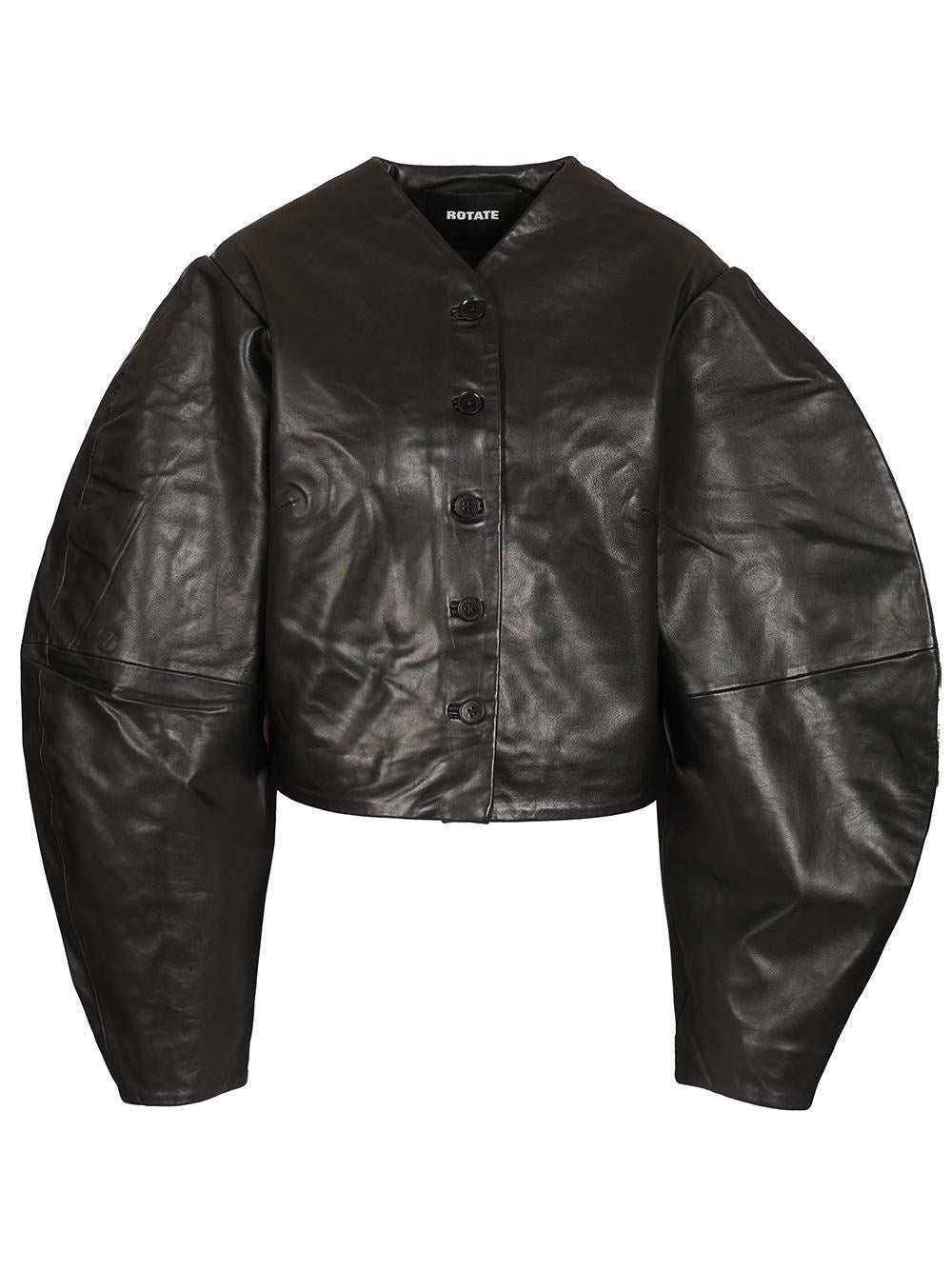 Rotate Women Fitted Black Leather Jacket ROTATE