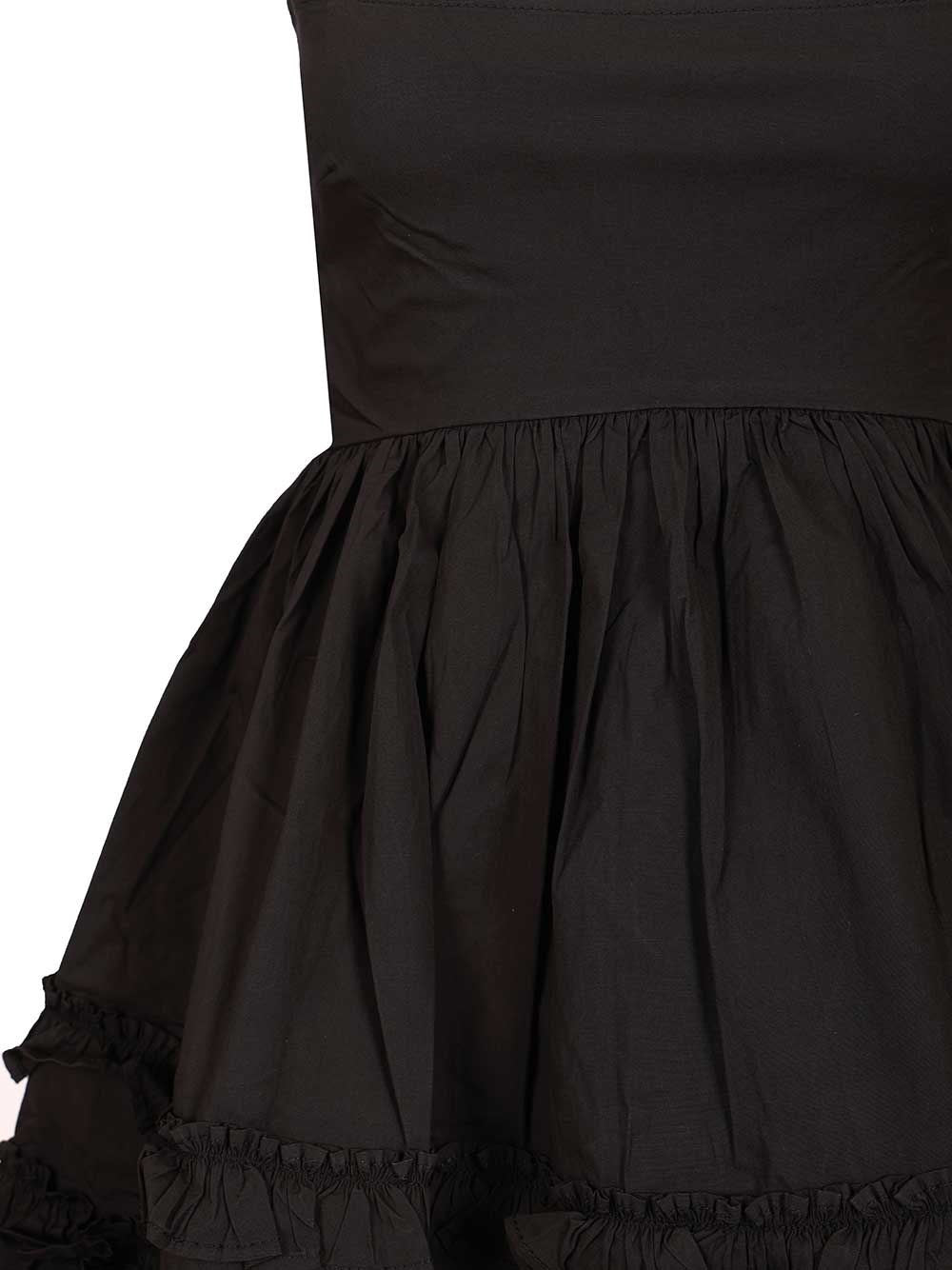 Ganni Women Black Mini Dress With Ruffles GANNI