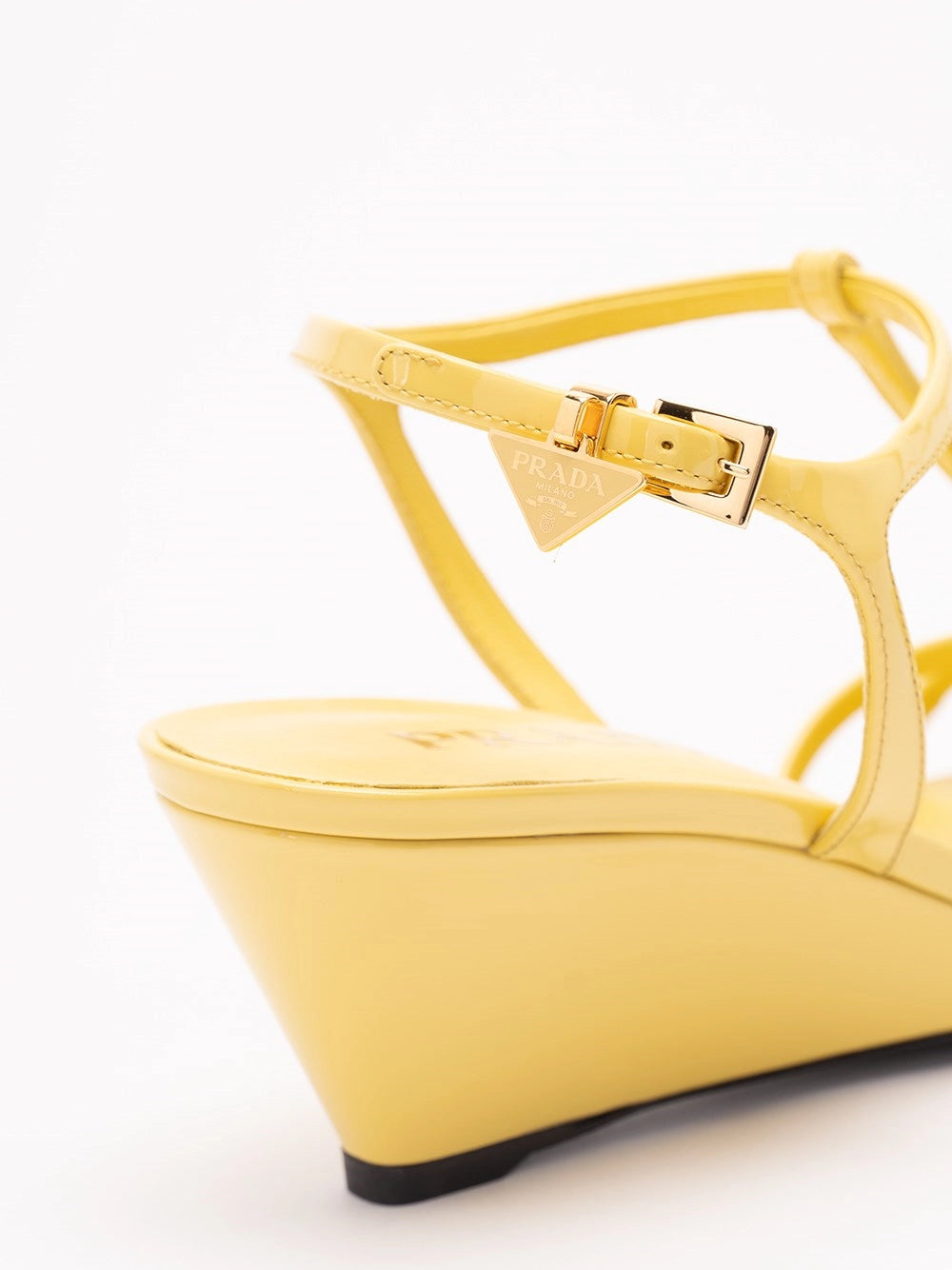 Prada Women Patent Leather Wedge Sandals PRADA
