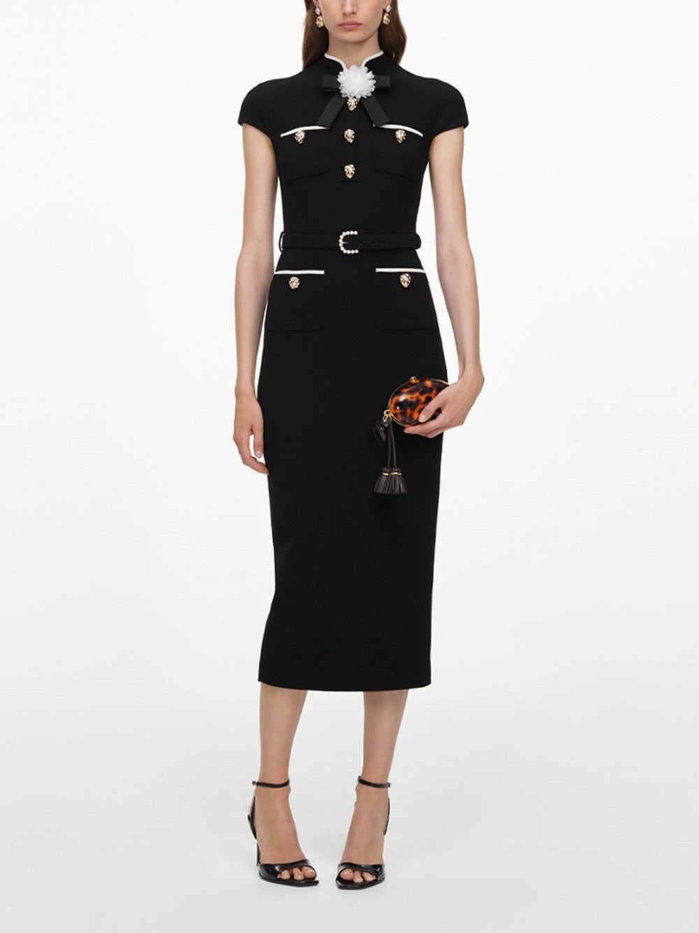 Self-Portrait Women Wool Crepe Midi Dress SELF-PORTRAIT
