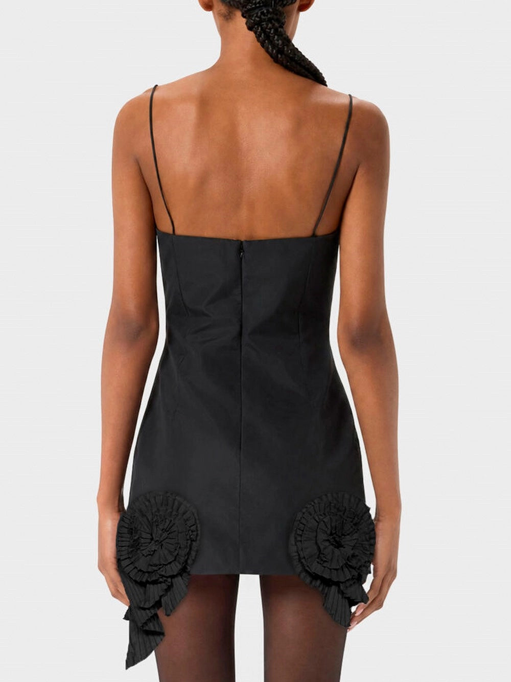 Blumarine Women Short Taffeta Dress With Pleated Roses BLUMARINE