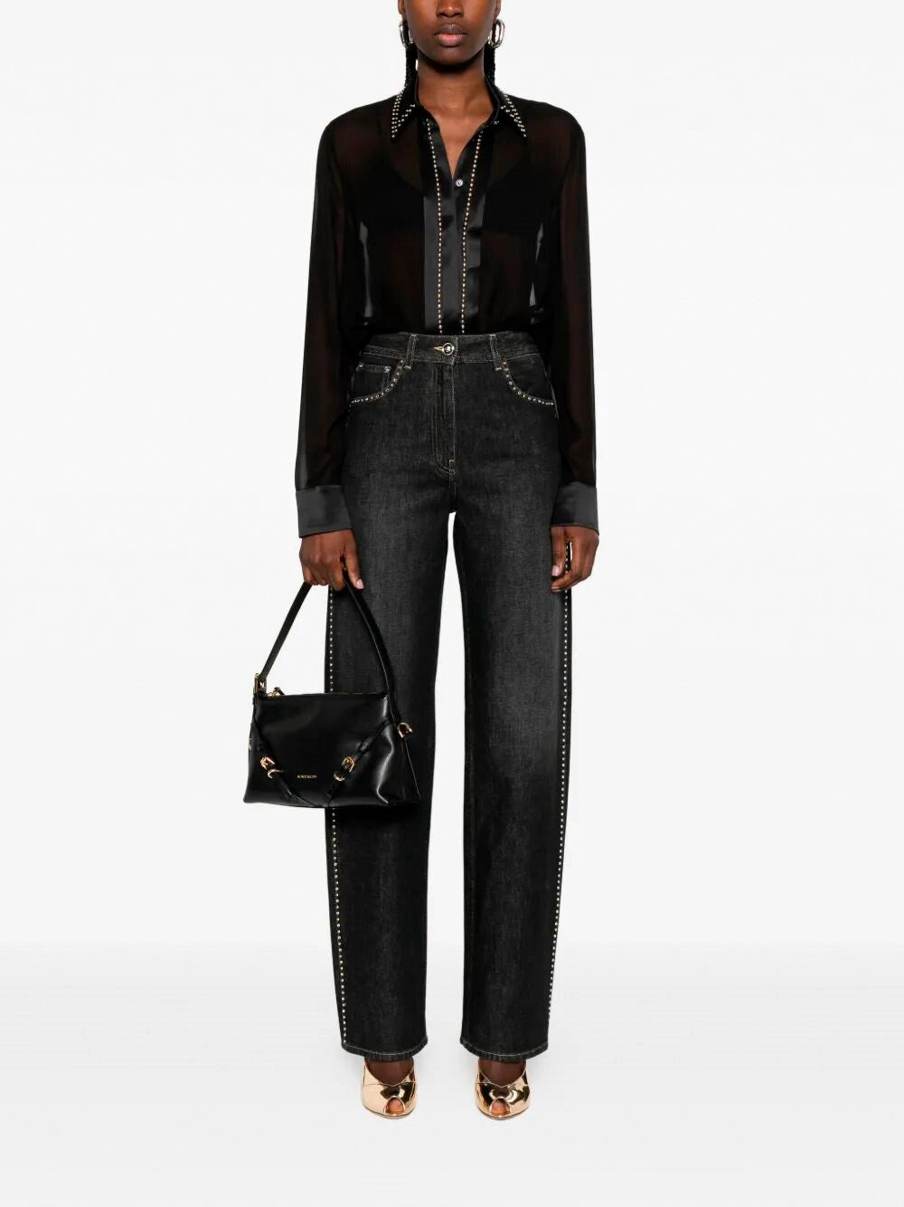 Versace Women Denim Pants With Studs VERSACE