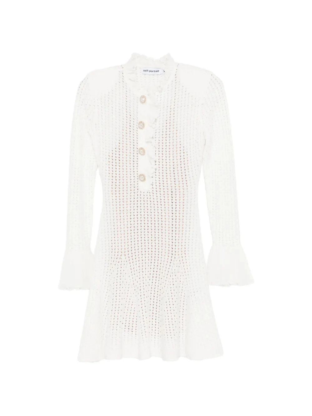 Self-Portrait Women Pointelle Knit Mini Dress SELF-PORTRAIT