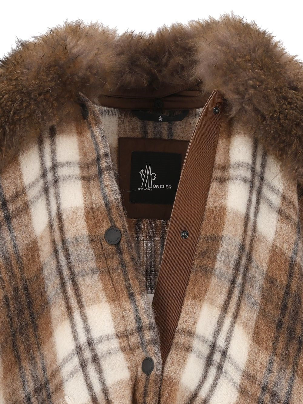 Moncler Grenoble Women Cape With Shearling Collar MONCLER GRENOBLE