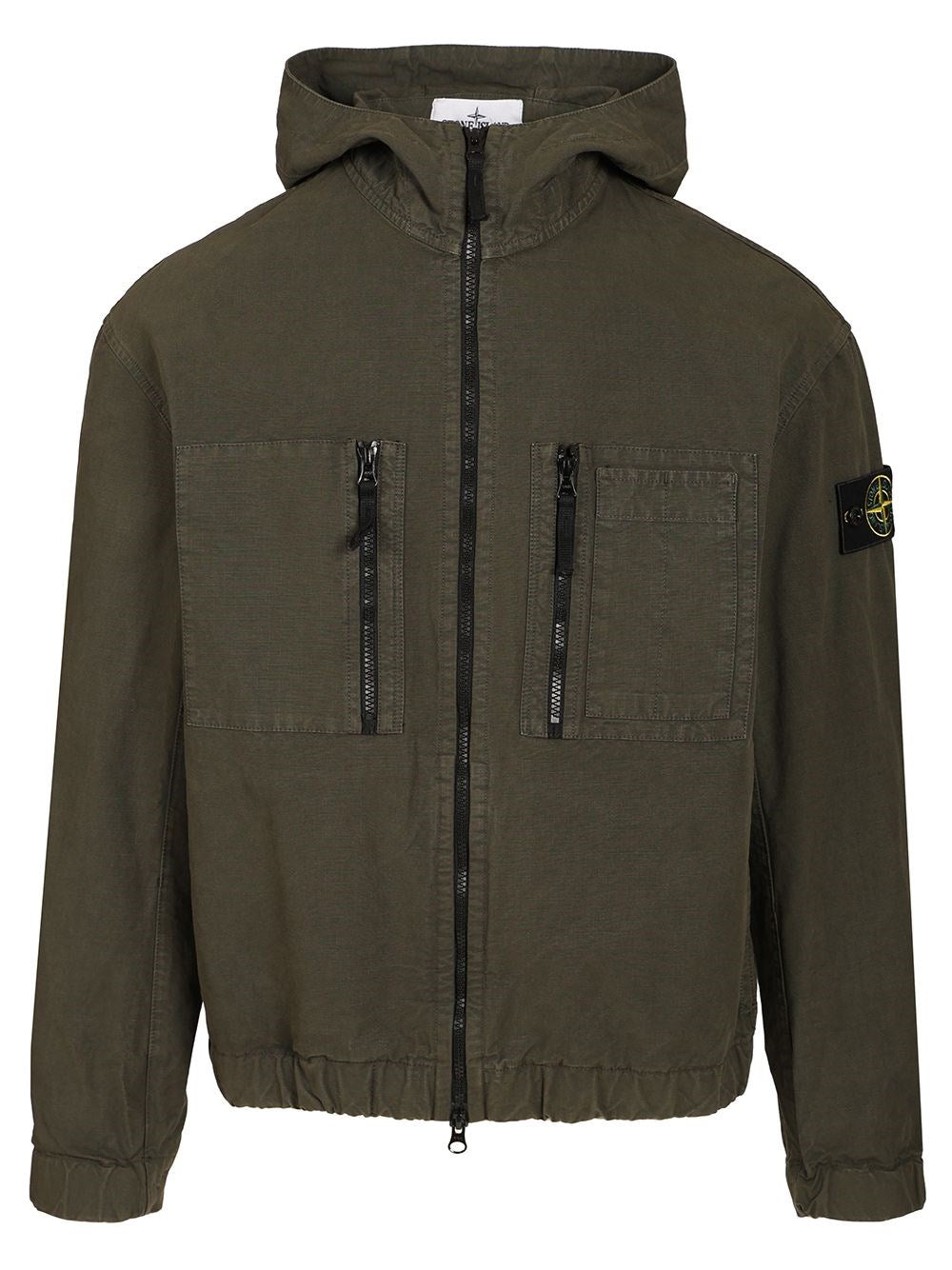 Stone Island Men Organic Cotton Ripstop Hooded Overshirt