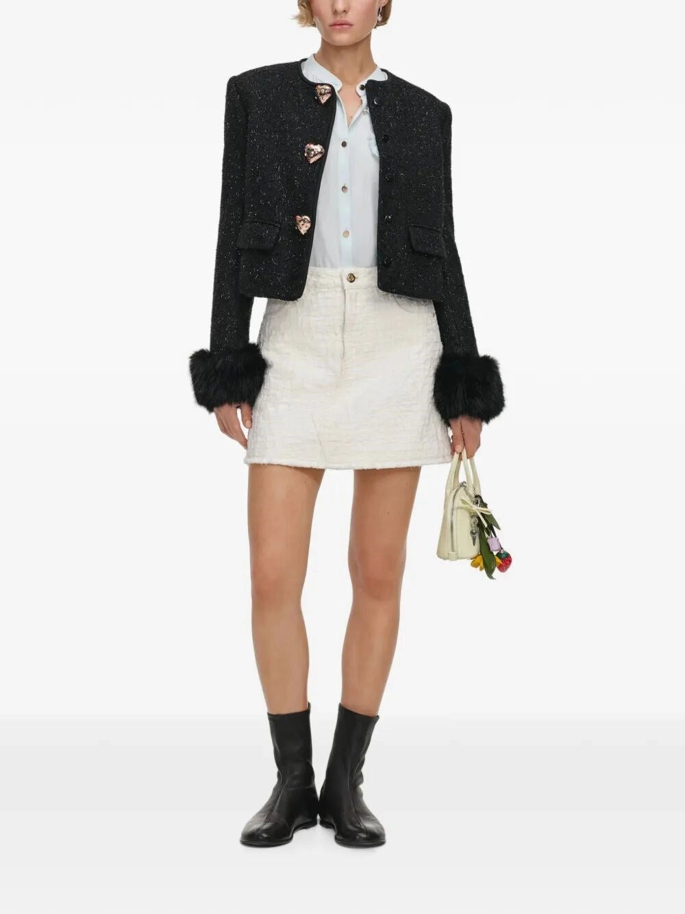 Self-Portrait Women Boucle Fur Cuff Jacket SELF-PORTRAIT