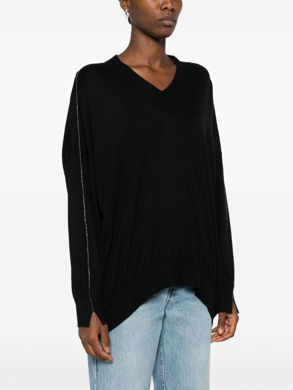 Brunello Cucinelli Women Long Sleeve V-Neck Sweater BRUNELLO CUCINELLI