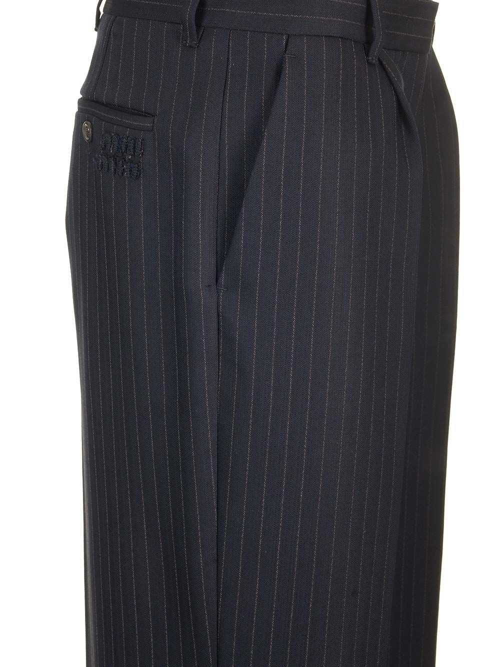 Miu Miu Women Blue Pinstriped Trousers MIU MIU