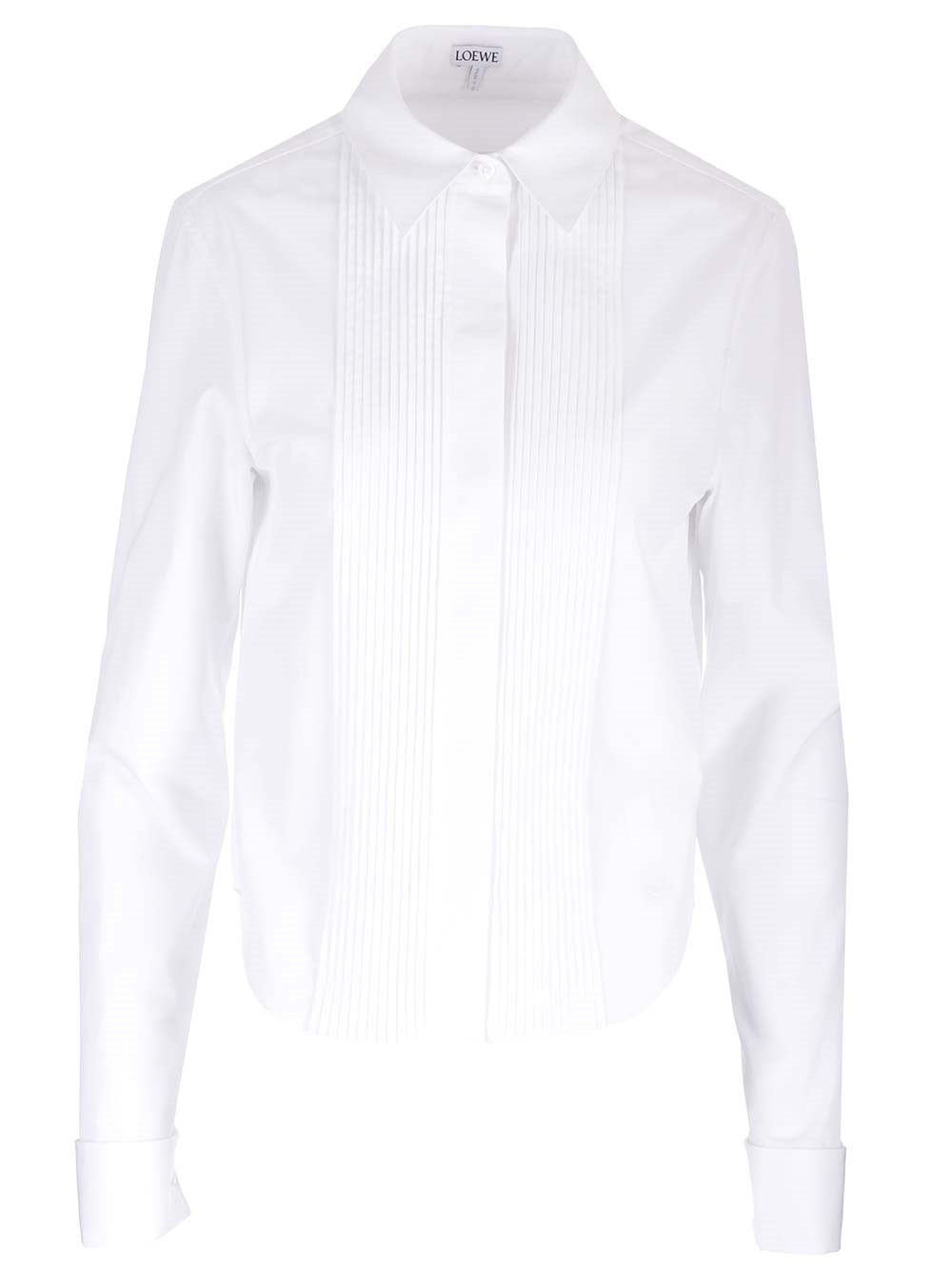 Loewe Women White Pleated Cotton Shirt