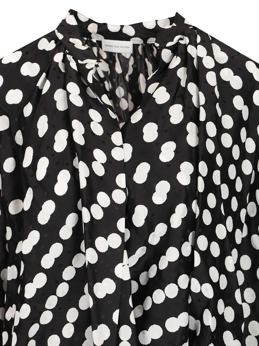 Dries Van Noten Women Polka Dot Jacquard Satin Draped Blouse DRIES VAN NOTEN