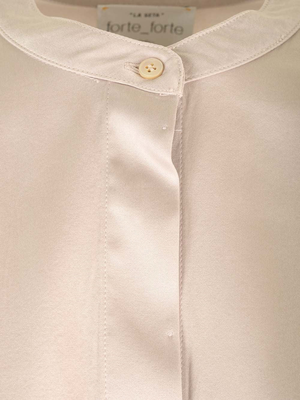 Forte_Forte Women Stretch Heavy Satin Silk Collar Shirt Perla FORTE FORTE