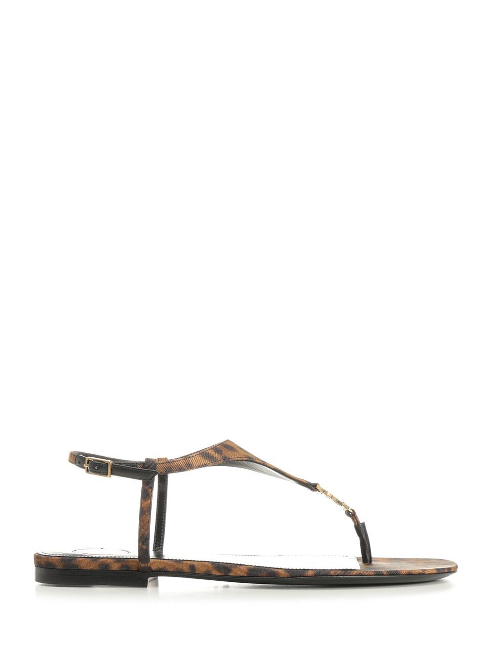 Saint Laurent Women Flat Leopard-Print Sandals SAINT LAURENT