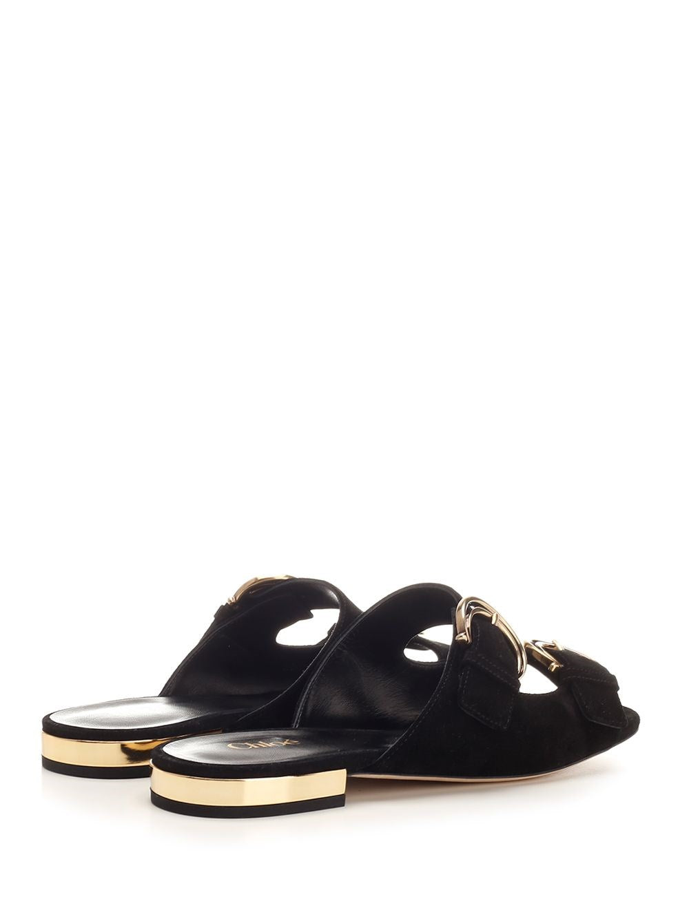 Chloe' Women Alize Flat Double C Buckle Sleepers Black CHLOE