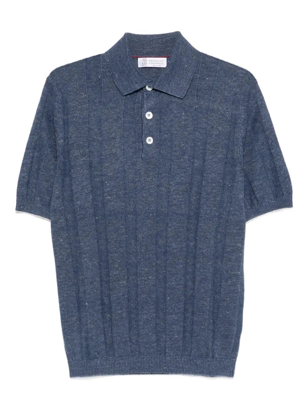 Brunello Cucinelli Men Linen And Cotton Wide Rib Knit Polo BRUNELLO CUCINELLI