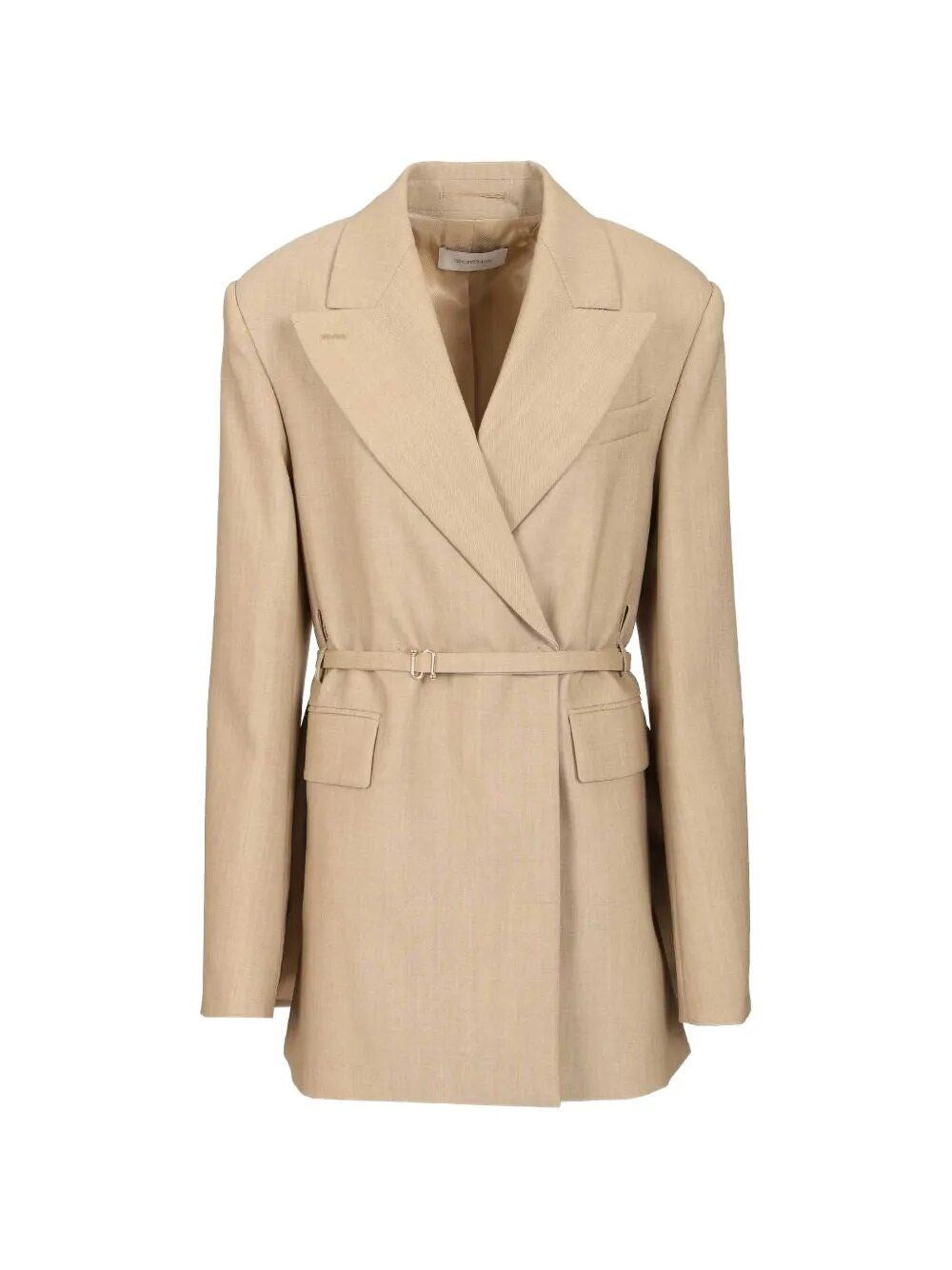 Sportmax Women Long Double-Breasted Wool Blazer SPORTMAX