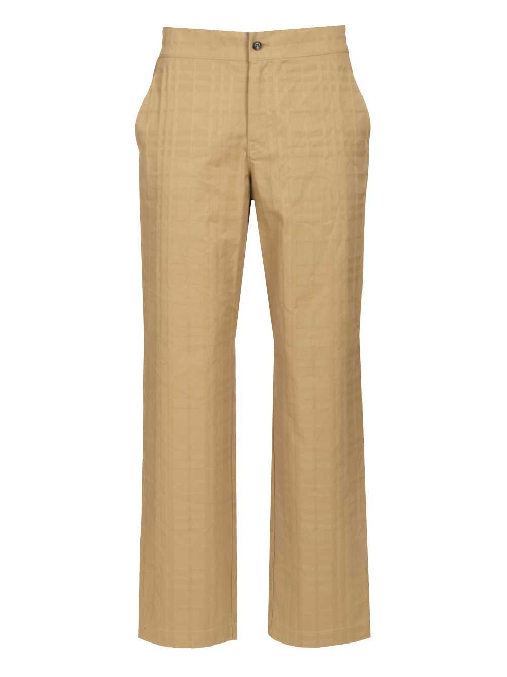Burberry Men Textured Check Cotton Trousers BURBERRY