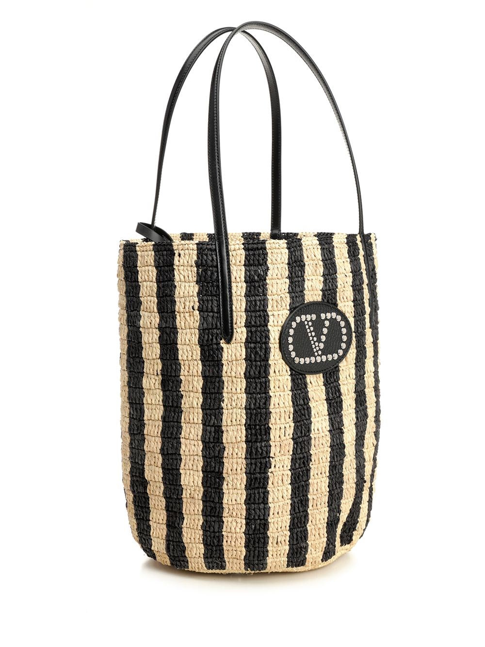 Valentino Garavani Women Bucket Bag | Vlogo Signature | Crochet Rafia Stripes/Vac.Liscia/Vit.St. VALENTINO GARAVANI