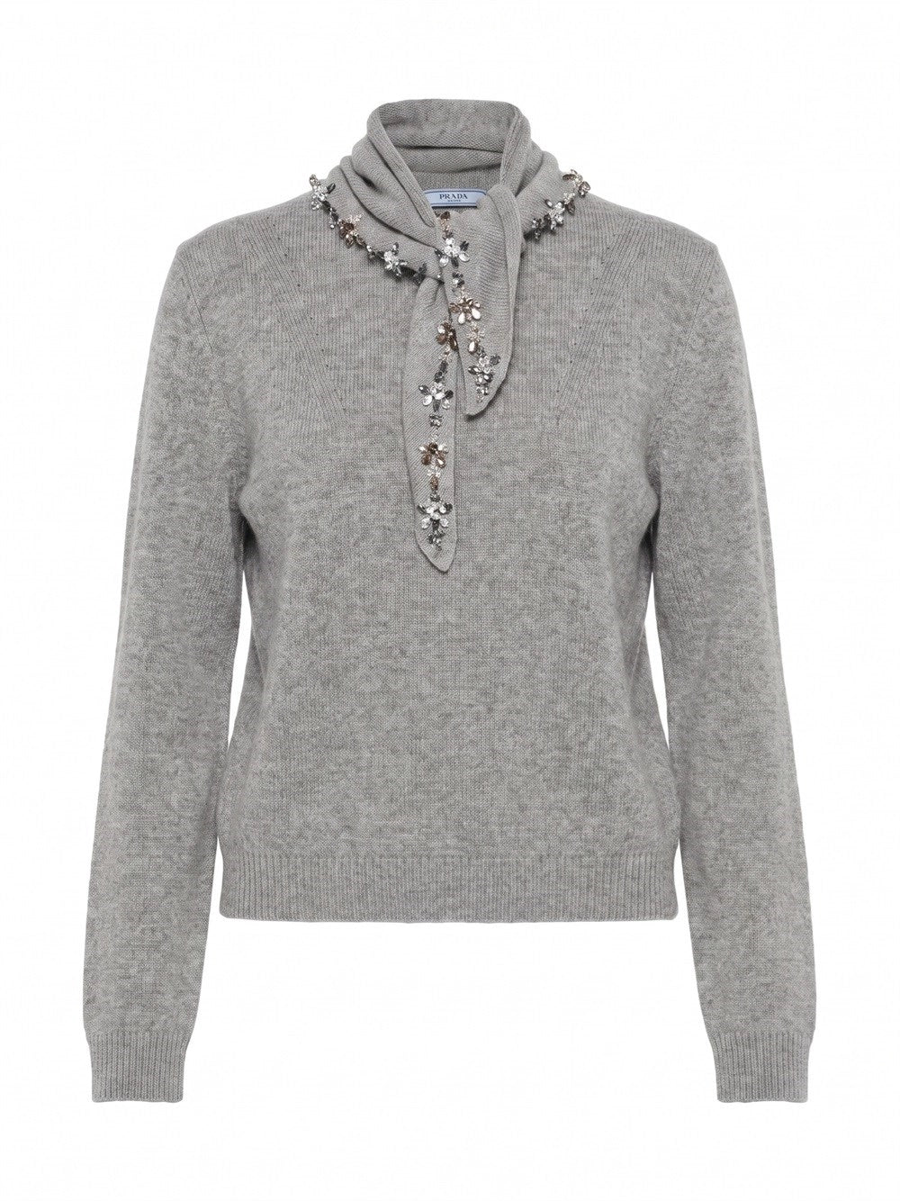 Prada Women Sweater With Jeweled Scarf Detail PRADA
