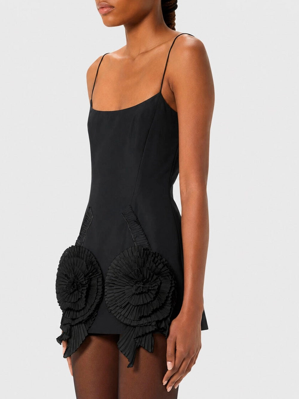 Blumarine Women Short Taffeta Dress With Pleated Roses BLUMARINE