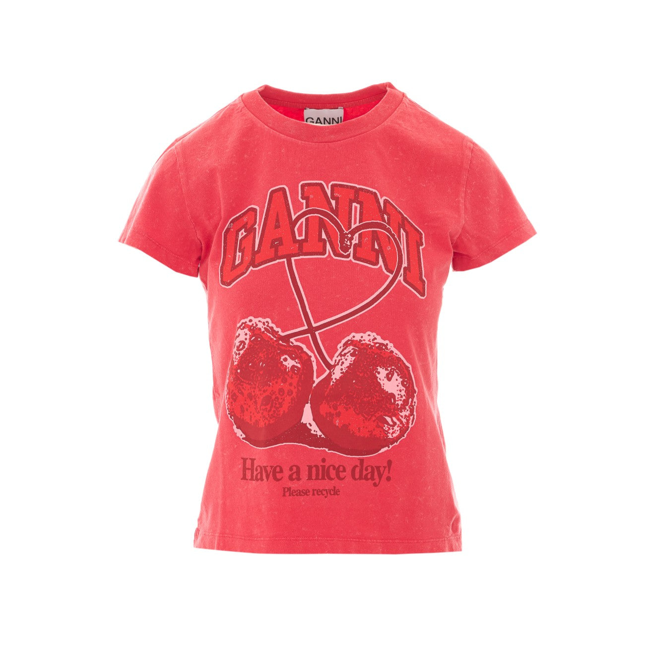 Ganni Women Baby Fit Future T-Shirt With Cherry GANNI