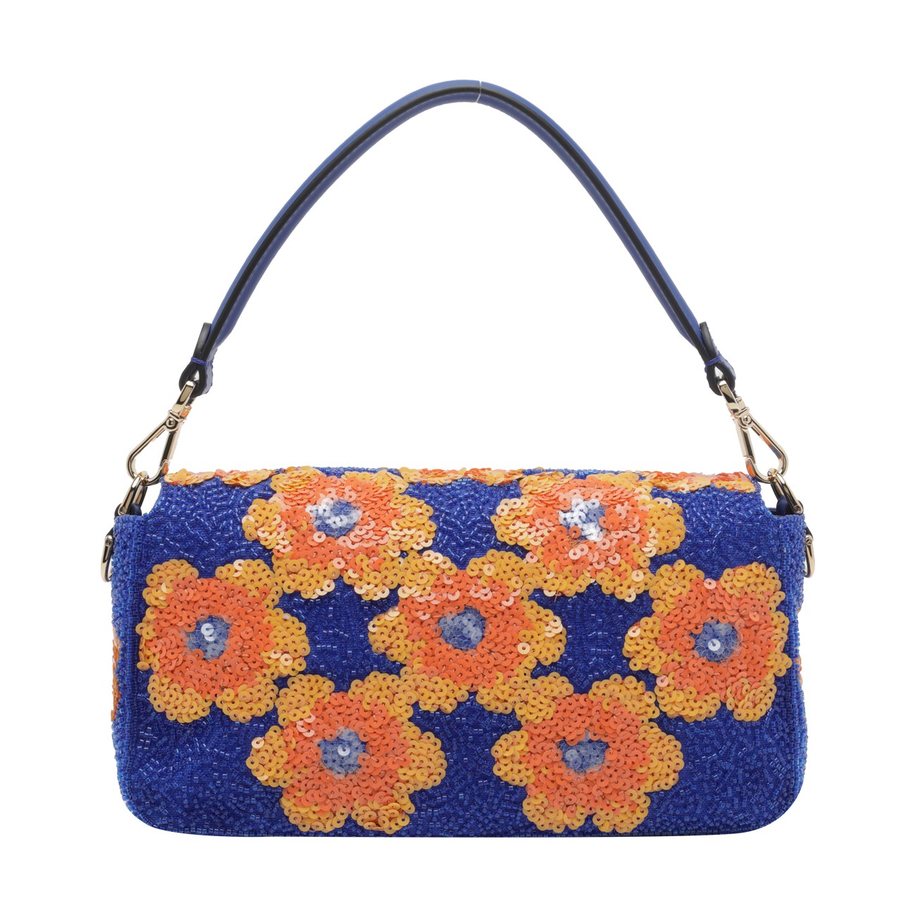 Fendi Women Baguette Shoulder Bag With Floreal Beaded Embroidery And Sequines FENDI