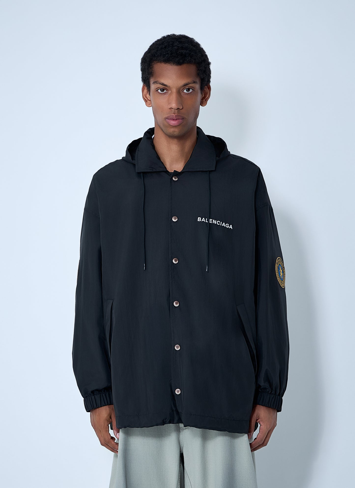 Balenciaga Men Logo Motif Windbreaker Jacket BALENCIAGA