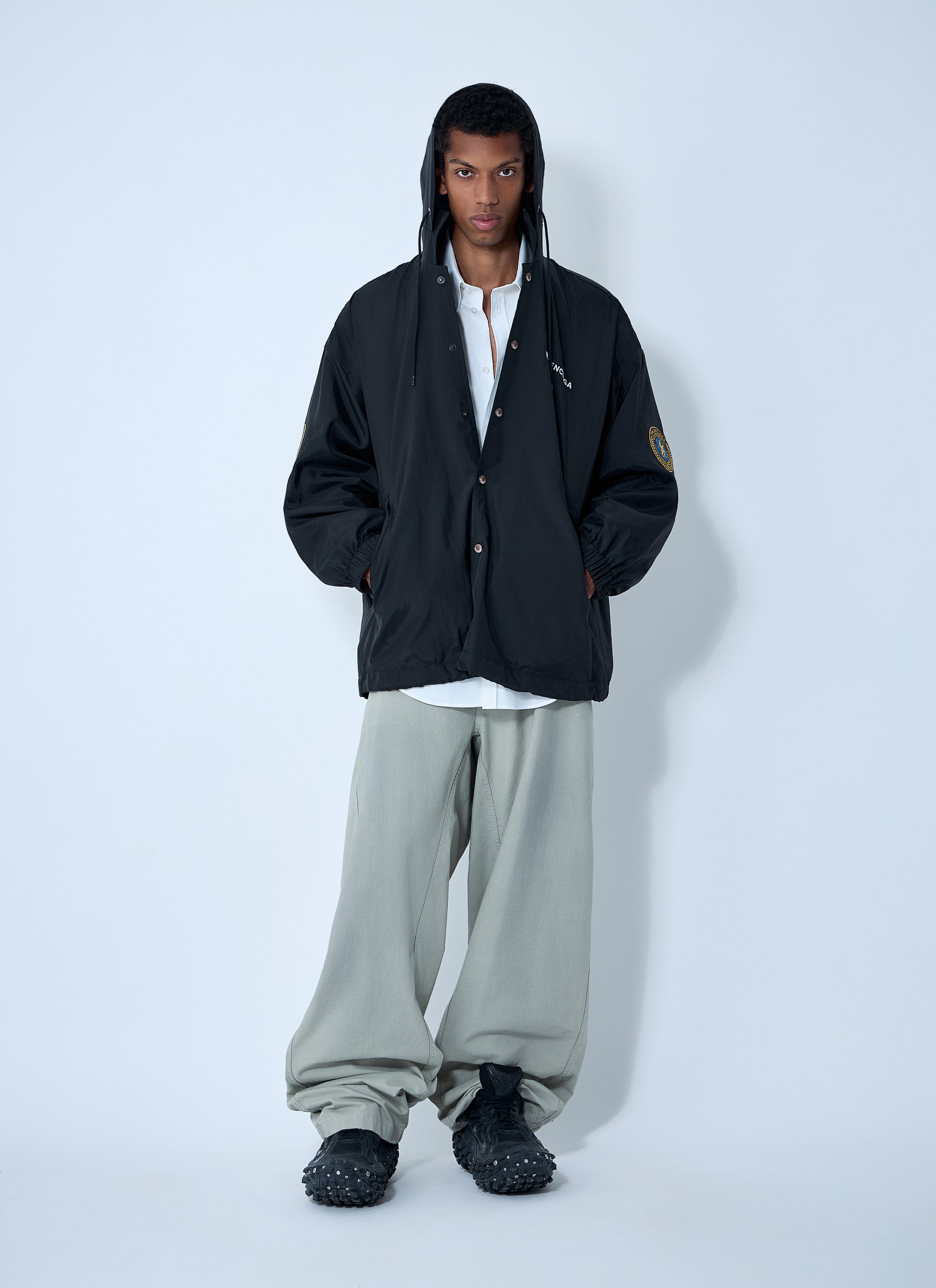 Balenciaga Men Logo Motif Windbreaker Jacket BALENCIAGA